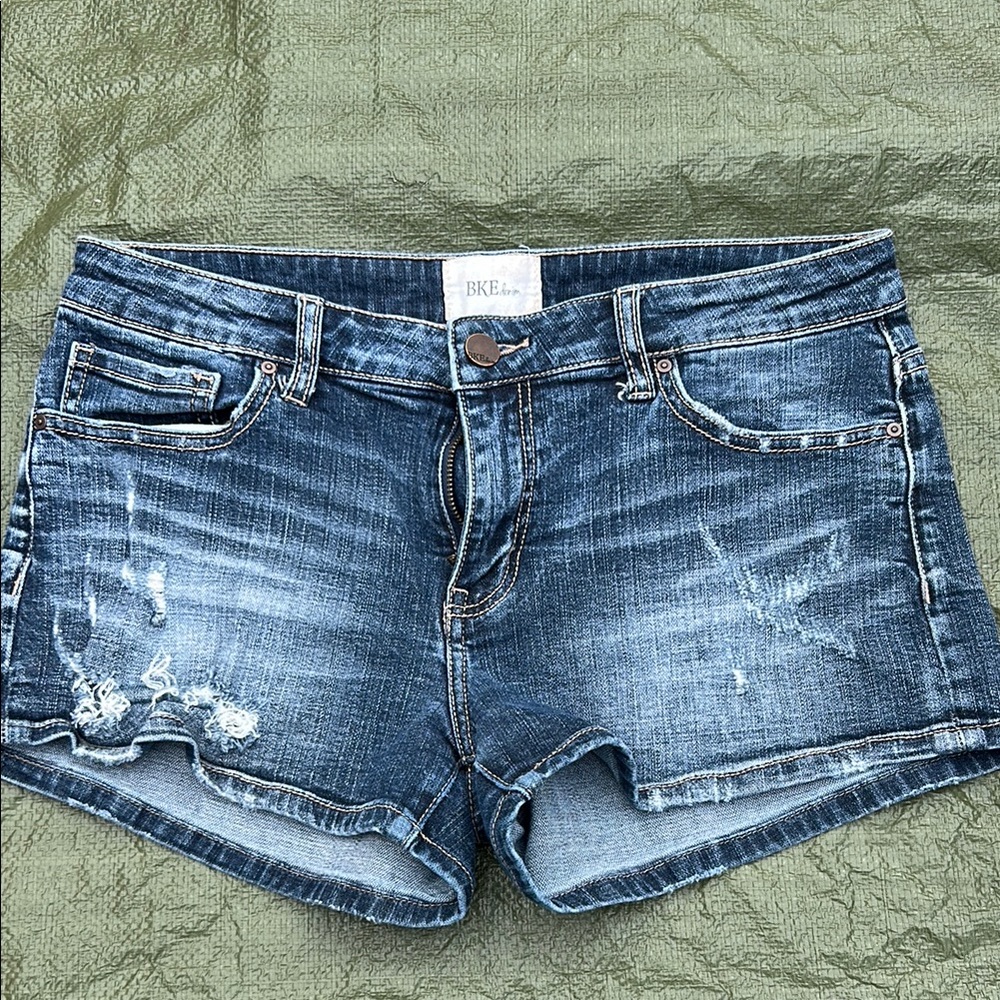 BKE Blue Jean Shorts Distressed